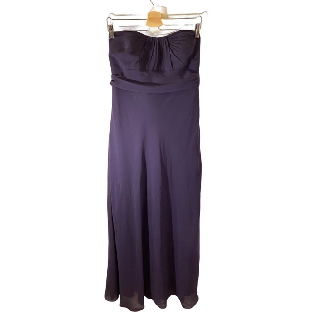 David’s Bridal strapless long dress. Size 14. Dark purple. 100% polyester.